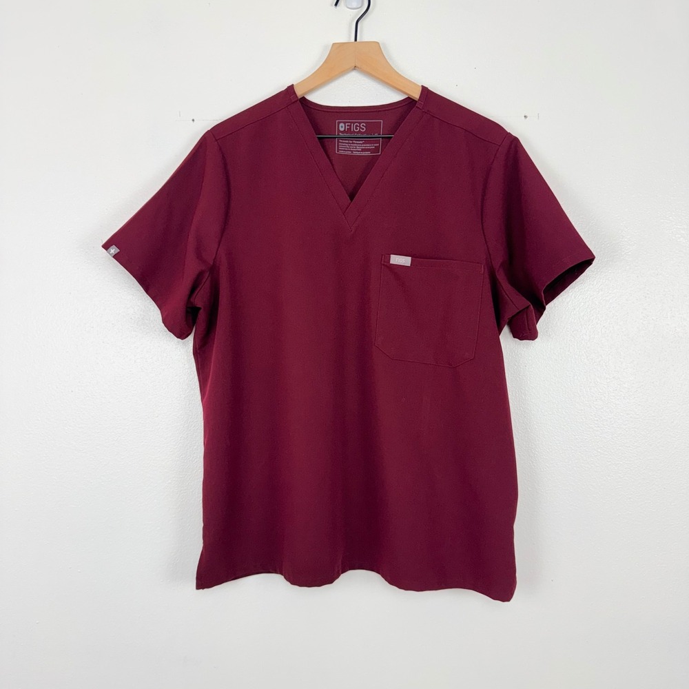 FIGS Catarina Scrub‎ Top Womens XL Burgundy One Pocket Nurse Medical Workwear